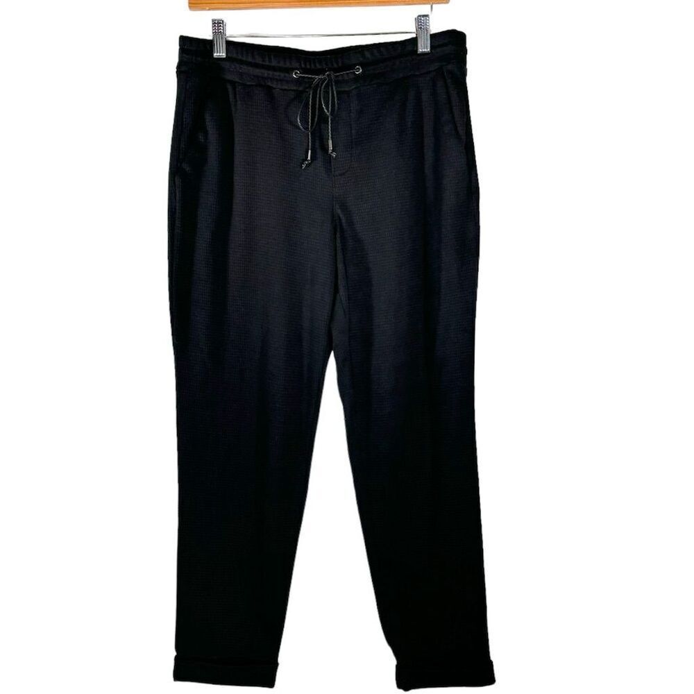 Gap Women's Black Waffle Jogger Pants‎ Size M Elastic Waist Drawstring Pockets